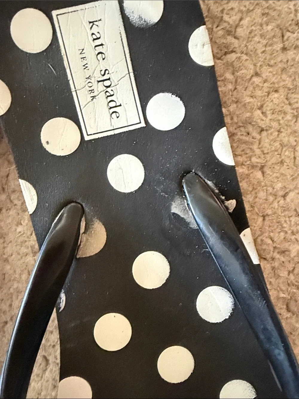 kate spade Black and White Polka Dot Bow Flip Flops Size 11